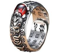 L'anneau de rotation pour hommes, l'anneau de magi Feng Shui Pixiu Mantra Bague 99 Argent Bouddhiste Bonne Chance Amulette Mantra Double Protection Richesse Amour Santé Anneau Cadeau for Hommes Femmes