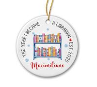 L'Année Où Je suis Devenu Bibliothécaire Pendentif De Noël Céramique Décoration De Noël A Suspendre avec Ficelle Ornement Suspendu pour Mariage Salon Maison