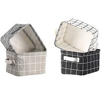 Lannu Lot de 4 paniers de rangement en toile pour jouets Style classique Noir et blanc