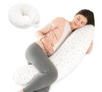 Lannvan Coussin de Grossesse et Coussin Allaitement - Coussin d'allaitement XXL Multi-Usages - Oreiller de Grossesse pour Dormir - Coussin Femme Enceinte avec Housse en Velours Lavable - Blanc