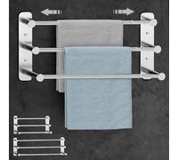 Lannvan Porte Serviette Murale Salle de Bain - Extensible 37-70 cm - Acier Inoxydable sans Forage et Forage 2 méthodes d'installation