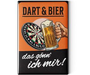 LANOLU Aimants de réfrigérateur amusants - Motif fléchettes, bière, je me promets - Cadeaux pour les fans de fléchettes - Aimants amusants avec dictons et motifs amusants - 8 x 5,5 cm