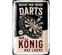 LANOLU Plaque en tôle rétro - Décoration de bar et de cave de fête - Décoration de pub irlandais - Cadeau amusant pour homme - Panneau de fléchettes Le roi a une humeur 180 Score - Plaque en métal