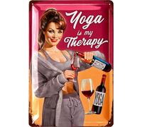 LANOLU Plaque murale vintage en métal « Yoga Is My Therapy », rétro et vintage pour cuisine - 30,5 x 20,3 cm