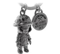 LANOLU Porte-clés pompier, cadeaux de pompier, cadeaux pour hommes, porte-bonheur pour pompiers en métal, Argenté vintage, S