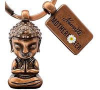 LANOLU Porteclés Bouddha Cadeau amusant pour les fans de yoga avec gravure Namaste Madafaka, portebonheur, portebonheur, pour plus de sérénité avec véritable figurine de Bouddha 3D, Cuivre