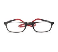 Lanomi Lunettes de lecture étroites pour homme et femme - Fermeture magnétique - Aide à la lecture - Aide à la lecture - Avec bandes élastiques en silicone, Cadre gris rouge bras, m