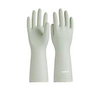 LANON 1 Paire Gants Menage, Gants Vaisselle Doublure Floquée en Coton, Extra Doux Gants de Nettoyage, Sans latex, Étanche, Vert Pâle, Taille S