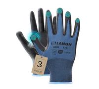LANON 3 Paires Gants de Travail en Nitrile, Gants Mecanicien pour Homme, Écran Tactile, Antidérapant, Respirants, Résistants à l'Abrasion, Bleu, XL/10