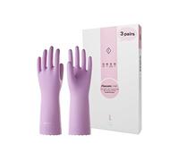 LANON 3 Paires wahoo Respectueux de la Peau Gants de Nettoyage, Gants de Vaisselle Avec Doublure en Coton Floqué, Réutilisables, Antidérapant, Mauve Mist, S