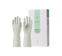 LANON 3 Paires wahoo Respectueux de la Peau Gants de Nettoyage, Gants de Vaisselle Avec Doublure en Coton Floqué, Réutilisables, Antidérapant, Vert Pâle, M