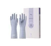 LANON 3 Paires wahoo Respectueux de la Peau Gants de Nettoyage, Gants de Vaisselle Réutilisables Non-doublés, Antidérapants, Bleu Islandais, L