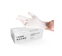 LANON 5 Mil Gants Jetables en Latex, Contact Alimentaire, Protection Multiusage, Doigts Texturés, Sans Poudre, Blanc, Taille L (100 Gants)