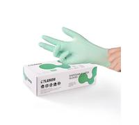 LANON 5 Mil Gants Jetables en Latex Enduits de Vitamin-E, Contact Alimentaire, Protection Multiusage, Doigts Texturés, Sans Poudre, Nettoyage, Vert, Taille L (100 Gants)