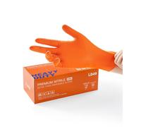 LANON 8 mil Gants Nitrile Oranges Jetables, Travaux Mécaniques, Taille XL | Gants Industriels Jetables, Contact Alimentaire, Sans Latex ni Poudre, Texture Diamant Intégrale, Mécanique et Travaux Lourds
