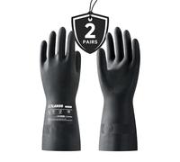 LANON - Lot de 2 paires de gants de travail en caoutchouc résistants aux produits chimiques, réutilisables et robustes, protection contre les acides et les alcalins, antidérapants, taille XL