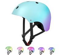 LANOVAGEAR Casque Enfant Ajustable Casque de vélo pour Enfant Filles Garçons Skate Casque Antichoc et résistant aux Coups pour Roller Cyclisme Skateboard Scooter (Vert+Bleu+Violet, S)