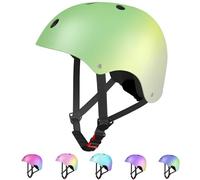LANOVAGEAR Casque Enfant Ajustable Casque de vélo pour Enfant Filles Garçons Skate Casque Antichoc et résistant aux Coups pour Roller Cyclisme Skateboard Scooter (Vert+Jaune+Gris, M)