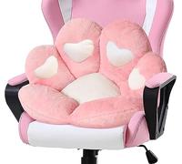 Lanpew Coussin de chaise en forme de patte de chat en peluche confortable et chaude, pour le bureau, la maison, comme coussin de sol, lit, tatami, 70 x 70 cm, rose à cœurs