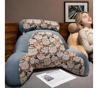 LANPEW Coussin dorsal pour lit et canapé avec accoudoirs Coussin de lecture ergonomique pour adultes Coussin de lecture respirant avec housse amovible Pour la lecture (Gris chat, 80 * 60cm)