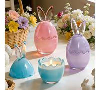 Lanpn 3 Pcs Bougies Lapin de Pâques Coffret Cadeau, Bougie Parfumée Printanière, 110 g de Cire Soja Chacune, Decorative Bougies Lapin Pâques pour Fêtes Printemps Maison, Pastel