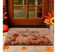 Lanpn 42x76cm Paillasson Coco Automne, Welcome Citrouille Blanche Orange Antidérapant Coco Naturel Tapis Porte Entrée Extérieure Exterieur Tapis Caoutchouc Récolte Automne Thankgiving Deco Décorations