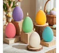 Lanpn 6 Pcs Bougies Oeufs de Pâques Cadeau, 80 g Chacune, Bougie Chauffe Plat Decorative en Forme d'œuf, Parfumées aux Fleurs & Fruits, Décoration pour Fêtes Pâques Printemps Table, Macaron