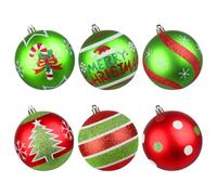 Lanpn 6 Pcs Grosse Boule de Noel Exterieur, 10 cm Boules de Sapin Noël Rouges Vertes de Scintillante, Grande Boule de Arbre Noel Décoration Plastique Incassables pour Jardin Patio Pelouse Fêtes