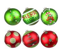 Lanpn 6 Pcs Grosse Boule de Noel Exterieur, 15 cm Boules de Sapin Noël Rouges Vertes de Scintillante, Grande Boule de Arbre Noel Décoration Plastique Incassables pour Patio Jardin Pelouse Fêtes