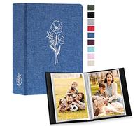 Lanpn Album Photo 10x15 Mini Petit Format 50 Pochette 2 Paquets, Lin Tissu Album pour Vertical Photos Bleu