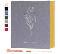 Lanpn Album photo Autoadhesif scrapbooking, Album Photo Adhesif Magnétique en Lin avec stylos pour 10x15cm 13x18cm A4 A5 (Grandes-40 feuilles/80 pages, Gris)