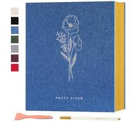 Lanpn Album photo Autoadhesif scrapbooking, Album Photo Adhesif Magnétique en Lin avec stylos pour 10x15 13x18 cm A5 (Petites-40 feuilles/80 pages, Bleu)