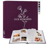 Lanpn Album Photo Scrapbooking, OUR MEMORIES Grand Lin DIY Album 160 Pages Blanches Avec Séparateurs de Cellophane, Pour Photos 9x13 10x15 13x18cm (Violet, 30x33,5cm)