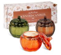 Lanpn Bougies Parfumée d'Automne pour Femme Maman, Coffret Bougie Parfumées Cadeau, 3 Bougies de Soja en Verre Citrouille Décoration, Autumn Fall Scented Candle Anniversaire Valentin Cadeau