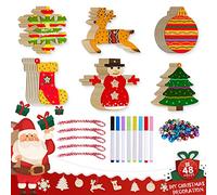 Lanpn Bricolage Noel Enfant, Activite Activité Manuelle Objets de Décoration Decorer Boule de Noël Peindre Art Kit (48 Pièces)