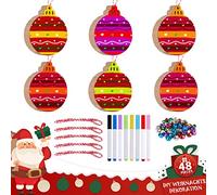 Lanpn Bricolage Noel Enfant, Activite Activité Manuelle Objets de Décoration Decorer Boule de Noël Rondes Peindre Art Kit (48 Pièces)