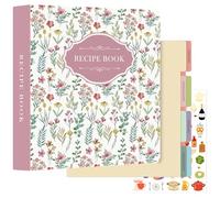 Lanpn Classeur de Recettes Rigide 3 Anneaux, Grand Cahier Carnet Recette Cuisine à Remplir, Classeur Souple avec 8 Intercalaires et 2 Autocollants Livre Recette, Rose 30 x 31 cm, Anglaise