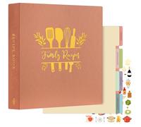 Lanpn Classeur de Recettes Rigide 3 Anneaux, Grand Classeur Souple avec 8 Intercalaires et 2 Autocollants, Cahier Carnet Recette Cuisine à Remplir Livre Recette, Rose 30 x 31 cm, Anglaise
