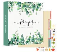 Lanpn Classeur de Recettes Rigide 3 Anneaux, Grand Classeur Souple avec 8 Intercalaires et 2 Autocollants, Cahier Carnet Recette Cuisine à Remplir Livre Recette, 30 x 31 cm, Anglaise