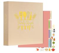 Lanpn Classeur de Recettes Rigide 3 Anneaux, Grand Classeur Souple avec 8 Intercalaires et 2 Autocollants, Cahier Carnet Recette Cuisine à Remplir Livre Recette, Avoine 30 x 31 cm, Anglaise
