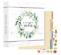 Lanpn Classeur de Recettes Rigide 3 Anneaux, Grand Classeur Souple avec 8 Intercalaires et 2 Autocollants, Livre Recette Cahier Carnet Recette Cuisine à Remplir, 30 x 31 cm, Anglaise