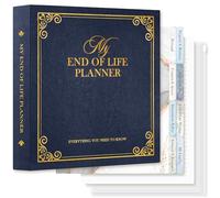Lanpn Classeur Organiseur de Fin de Vie, My End of Life Planner Dossier Successorale avec 8 Séparateurs & 10 Pochettes Plastiques, Planificateur Décès Funéraire Souhaits Finaux Héritage, Bleu, Anglais