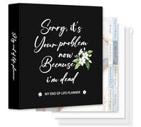 Lanpn Classeur Organiseur de Fin de Vie - Sorry, It’s Your Problem Now, Dossier Successorale avec 8 Séparateurs & 10 Pochettes Plastiques, Planificateur Décès Plan Funéraire Souhaits Finaux Héritage