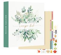 Lanpn Grand Classeur de Recettes Rigide 3 Anneaux, Classeur Souple avec 8 Intercalaires et 2 Autocollants, Livre Recette Cahier Carnet Recette Cuisine à Remplir, 30 x 31 cm, Anglaise