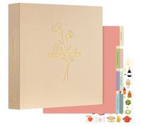Lanpn Grand Classeur de Recettes Rigide 3 Anneaux, Classeur Souple avec 8 Intercalaires et 2 Autocollants, Cahier Carnet Recette Cuisine à Remplir, Livre Recette, Avoine 30 x 31 cm, Anglaise