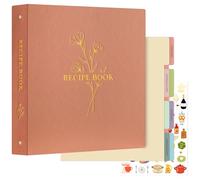 Lanpn Grand Classeur de Recettes Rigide 3 Anneaux, Classeur Souple avec 8 Intercalaires et 2 Autocollants, Cahier Carnet Recette Cuisine à Remplir, Livre Recette, Rose 30 x 31 cm, Anglaise