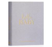 Lanpn Hello Baby Journal pour bébé fille et garçon - Journal de bébé en lin à couverture rigide pour nouveaux parents, album de bébé, livre de souvenirs, cadeau (gris, 154 pages)