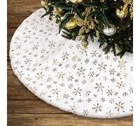 Lanpn Jupe de Sapin de Noël 30cm, Tapis de Sapin de Noel, Petit Flocon de Neige Doré Cache Pied, Couvre-Pied d'arbre pour Décoration Sapin Noel (Or, 30 cm)