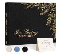 Lanpn Livre de Condoleances en Lin 100 Pages - In Loving Memory Funeral Guestbook - Livre d'or Deuil Décès Pour Les Funérailles Obsèques - Livre d or Condoléances Carnet De Deuil Funéraire, Noir