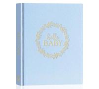 Lanpn Livre de Naissance Bébé, 154 Pages Album Scrapbooking Coller des Photos, Cadeau Naissance Bébé Fille Garçon, Livre Photo Souvenirs Bebe et Nouveaux-nés, Hello Baby Memory Book, Bleu, Anglais